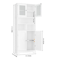 Bathroom wardrobe High, Bathroom wardrobe High wardrobe with 4 Doors Adjustable Floor Kitchen wardrobe High wardrobe Wood