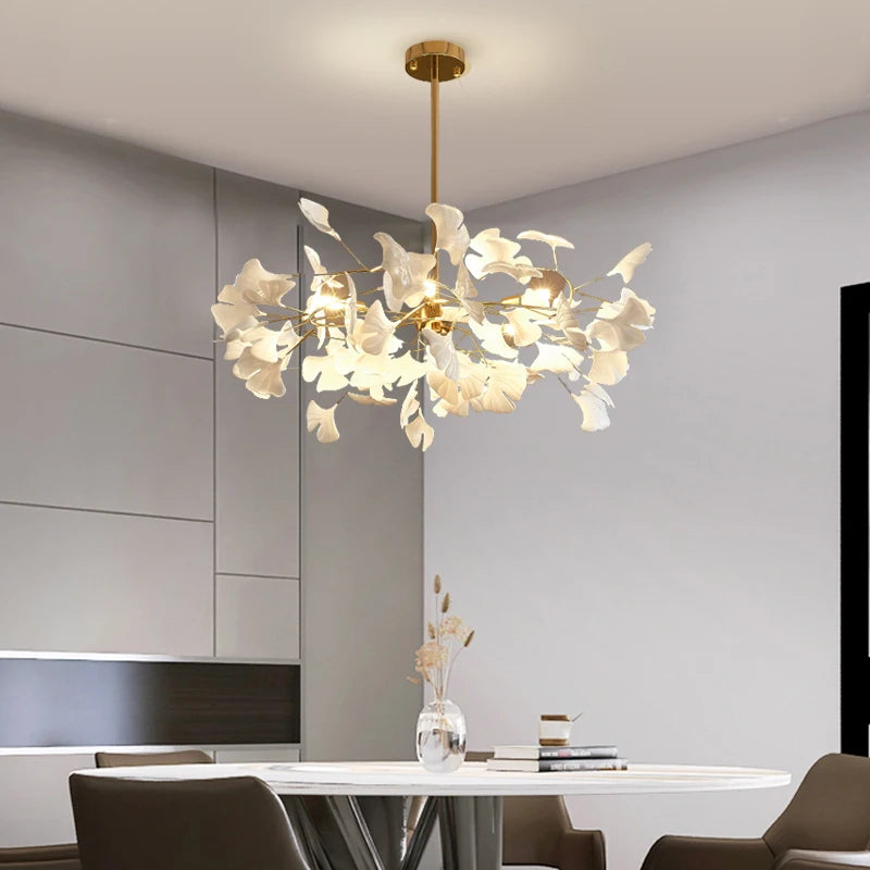 Ceramic Ginkgo Leaf Chandelier