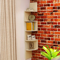 Haodirect 3/5 Layer Wooden Corner Shelf Living Room Bedroom Bookcase Floating Corner Shelf Modern Simple Home Decoration