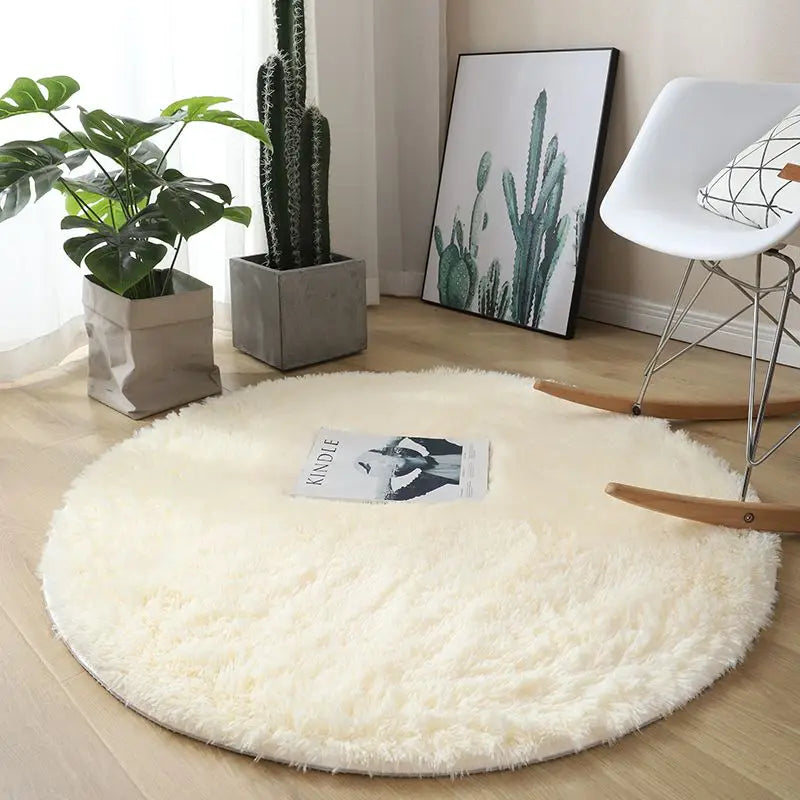 Round Fluffy Bedroom Rug