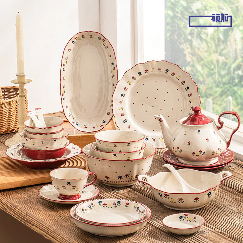Vintage Floral Ceramic Dinnerware