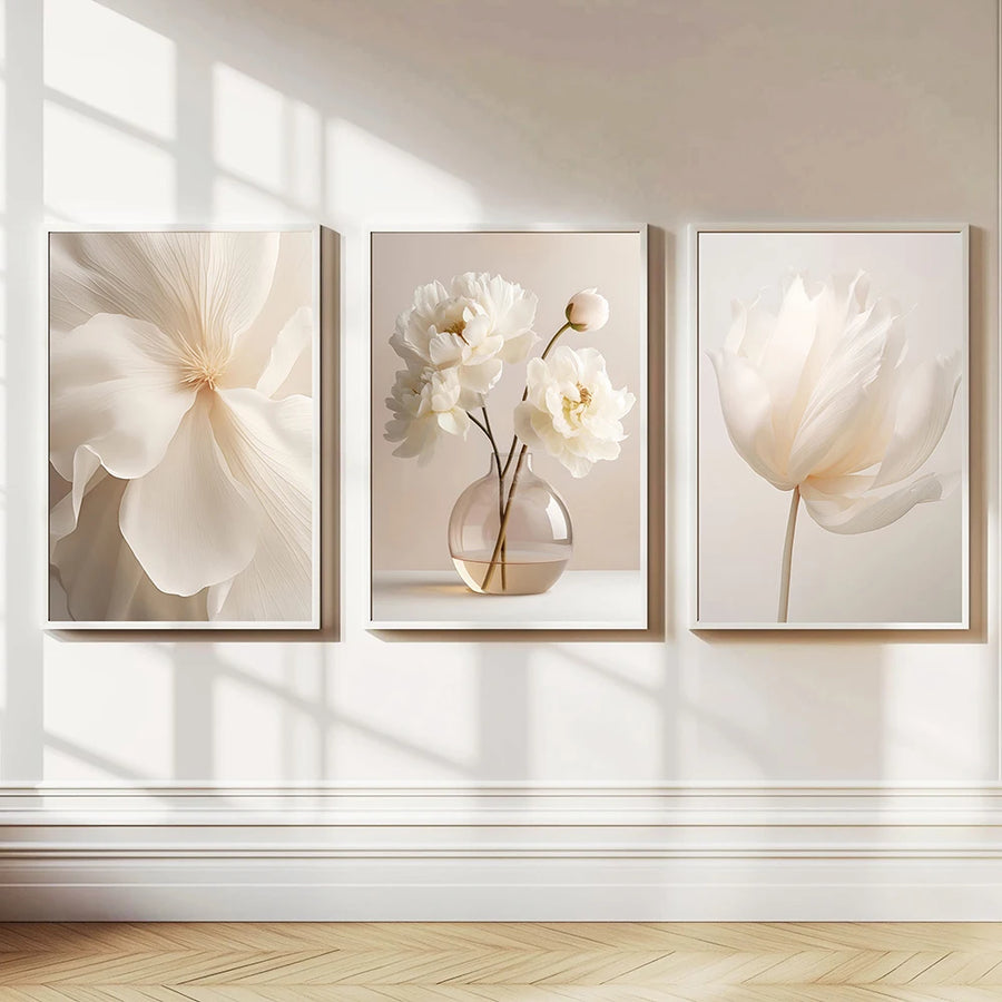 Beige Peony Canvas Set