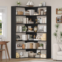 Getone 190cm bookshelf, high corner shelf with 6 levels, books wardrobe corner bookshelf living room, study 90x90x190.5cm
