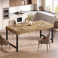 Tribesigns Farmhouse Dining Table for 4-6 People 55 Inches Industrial Rectangular Kitchen Dinner Table with Heavy-Duty Metal Leg