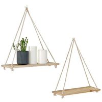 Rustic Wooden Rope Shelf