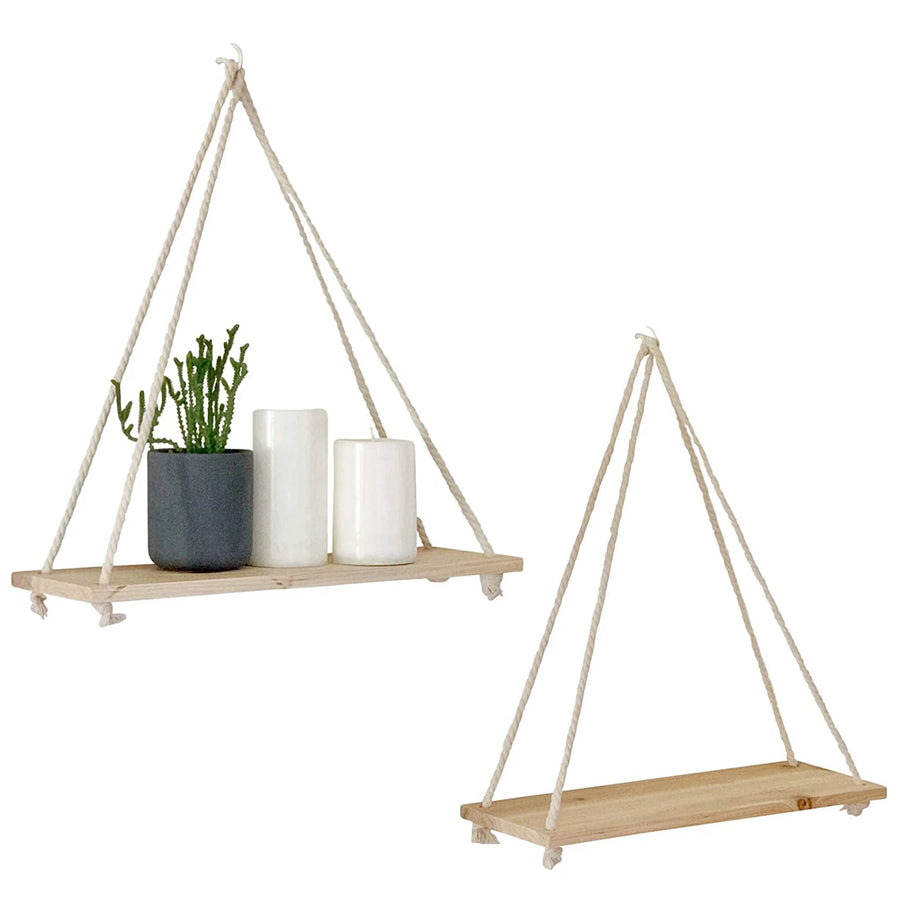 Rustic Wooden Rope Shelf