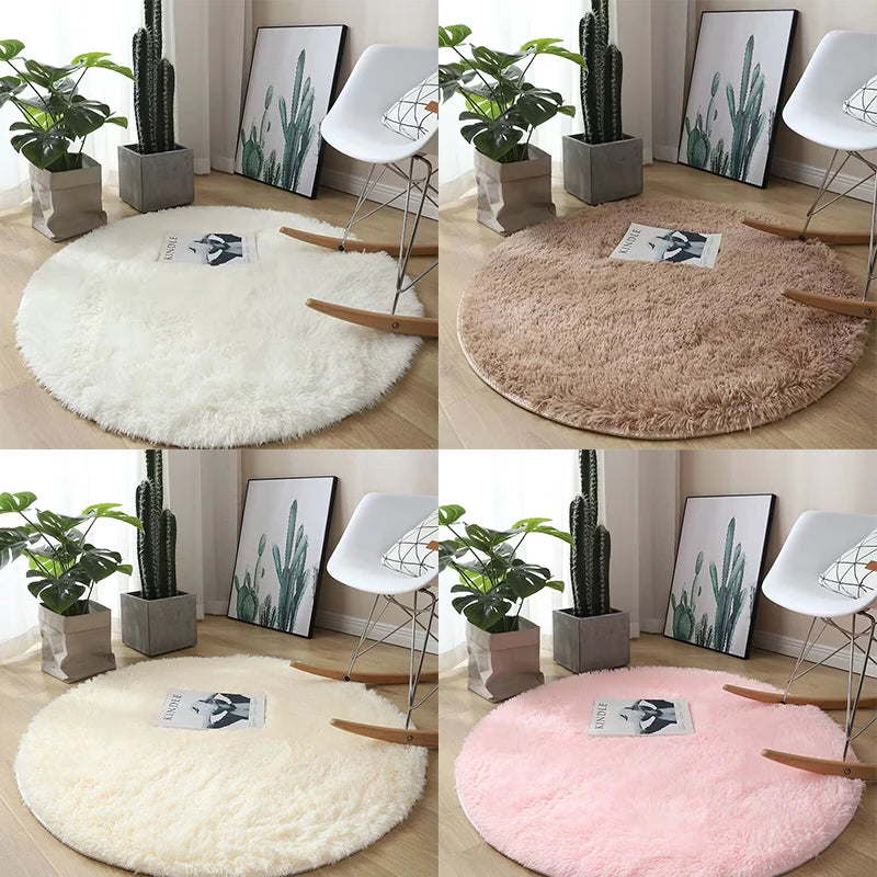 Round Fluffy Bedroom Rug