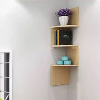 Haodirect 3/5 Layer Wooden Corner Shelf Living Room Bedroom Bookcase Floating Corner Shelf Modern Simple Home Decoration