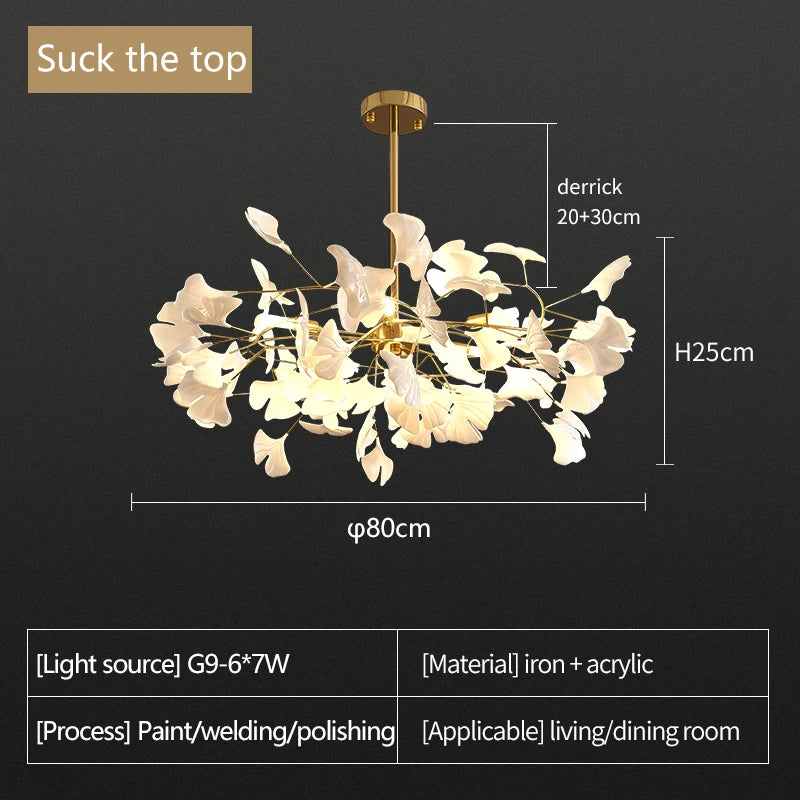 Ceramic Ginkgo Leaf Chandelier