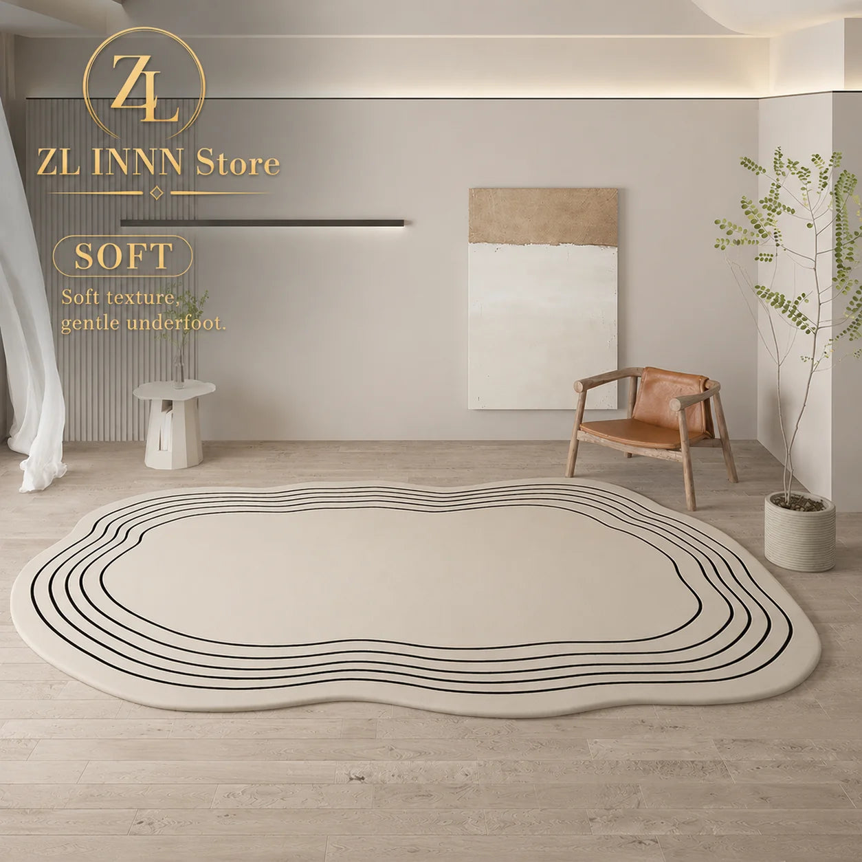 Irregular Oval Plush Rug