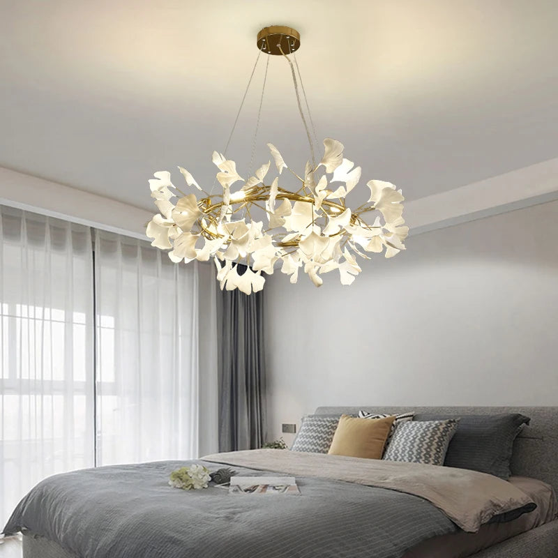 Ceramic Ginkgo Leaf Chandelier
