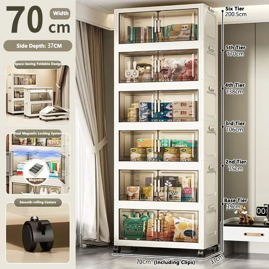 Large Capacity Multifunction Folding Storage Cabinet Dustproof Wardrobe Closet Organizer Easy-to-Install Storage Boxes