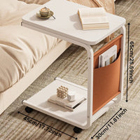 C Shaped Side Table 2-Tier Open Storage 60KG Load Capacity Versatile End Table with Storage Bag for Living Room Bedroom Office