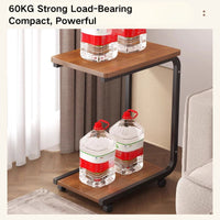C Shaped Side Table 2-Tier Open Storage 60KG Load Capacity Versatile End Table with Storage Bag for Living Room Bedroom Office