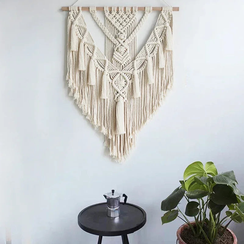 Handwoven Geometric Macrame Tapestry