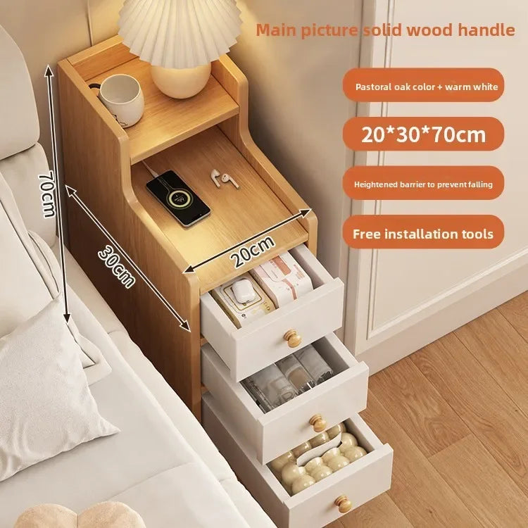 Bedside table Extremely narrow bedside crevice shelf bedside side low cabinet