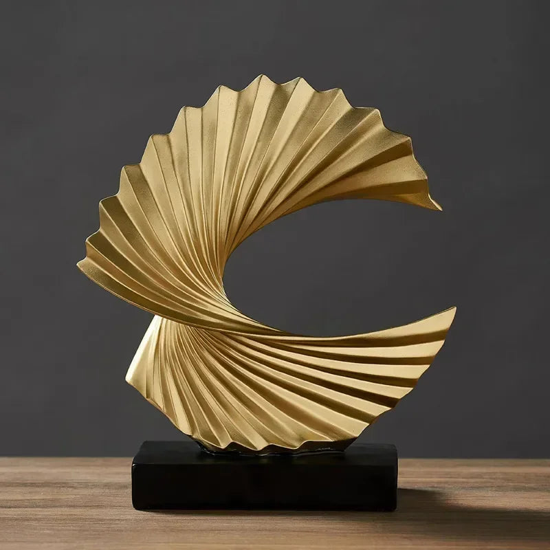 Golden Abstract Art Sculpture