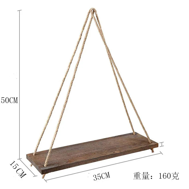 Rustic Wooden Rope Shelf