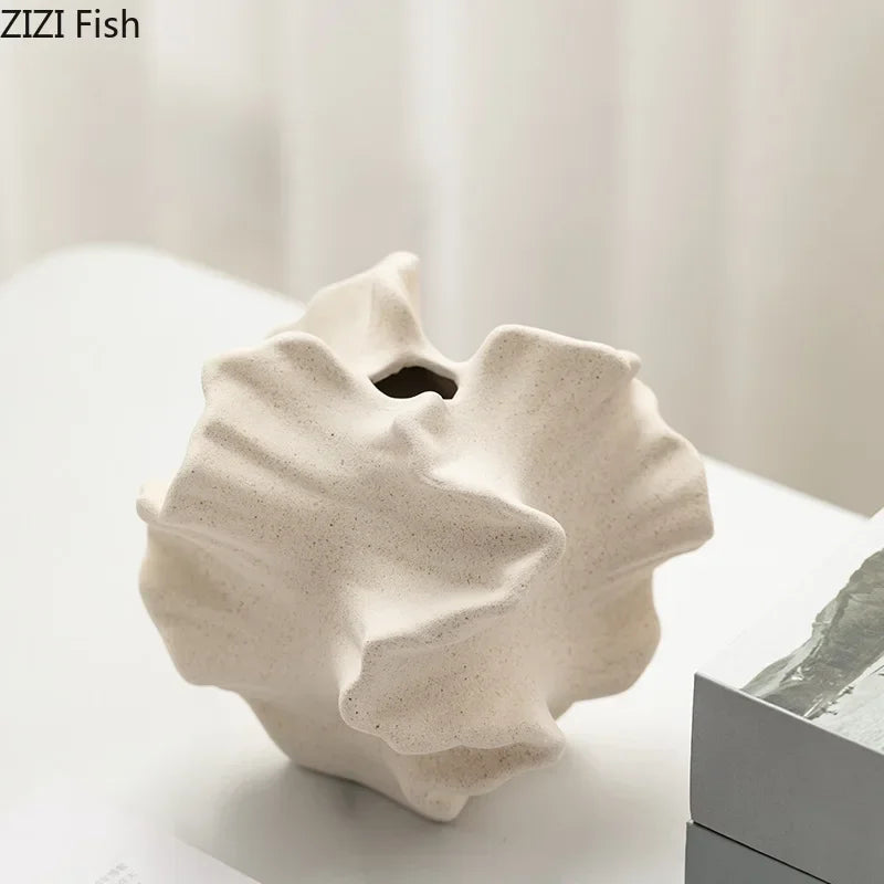 Wrinkled Abstract Ceramic Vase