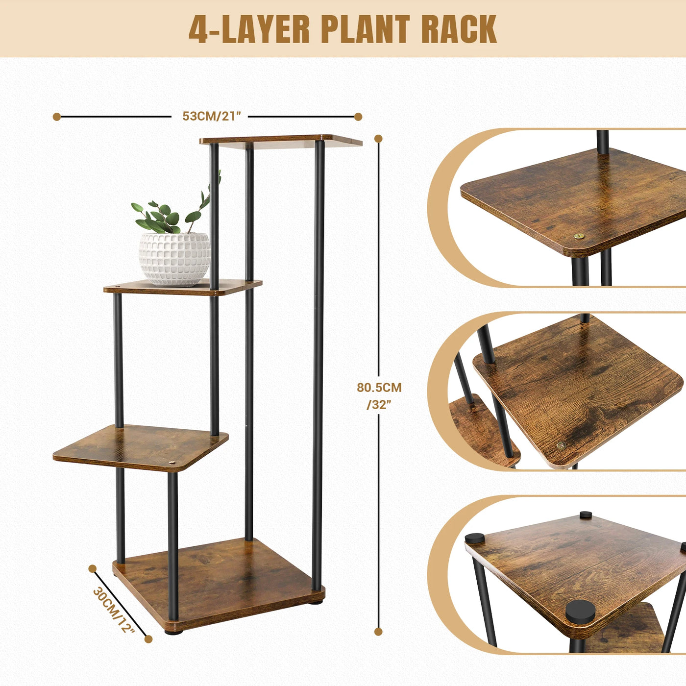 EFAN 4/5/6 Tier Plant Stand Indoor Metal Plant Shelf for Multiple Plants Small Corner Flower Stand for Patio Garden Balcony Home