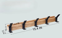Nordic Wall Mounted Coat Rack with Movable 5 Hooks Aluminum Clothing Rail for Hat Towel Robes Wooden Hanger Perchero Furniture