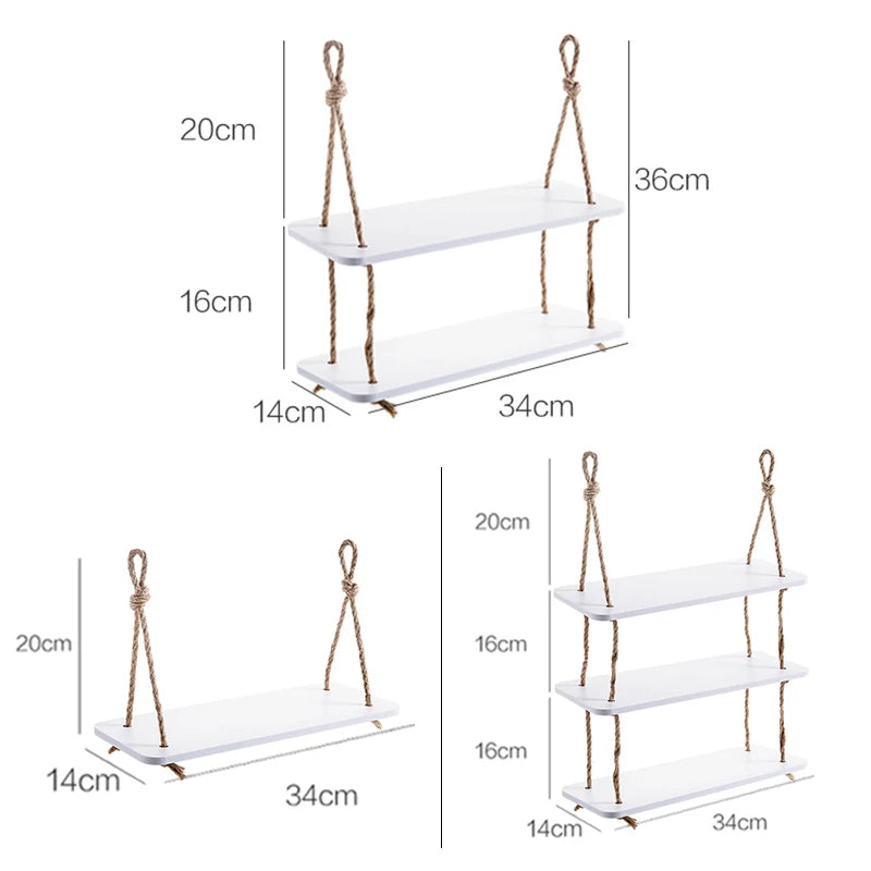 Hanging Tiered Wood Shelf