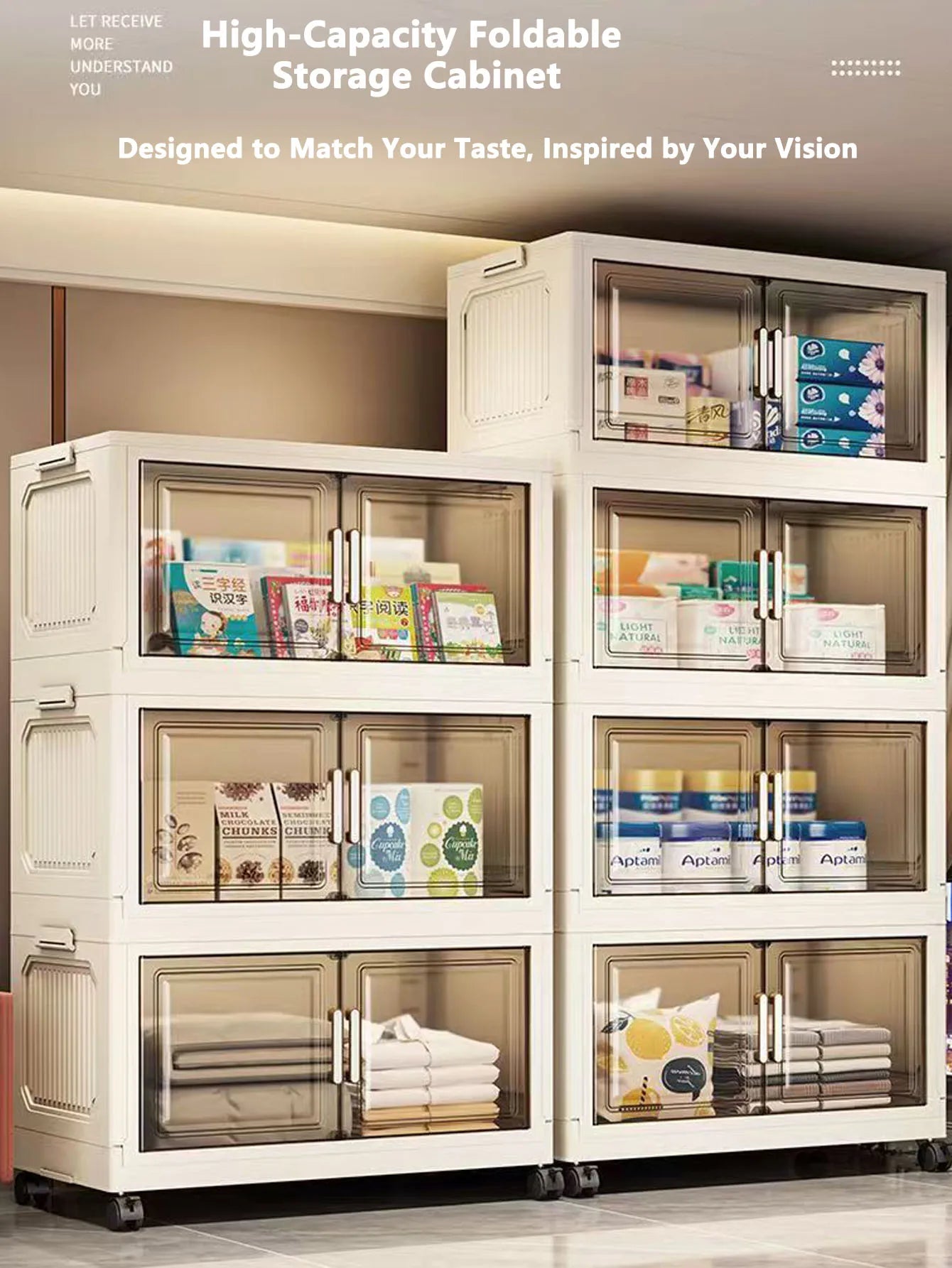 Large Capacity Multifunction Folding Storage Cabinet Dustproof Wardrobe Closet Organizer Easy-to-Install Storage Boxes