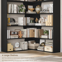 Getone 190cm bookshelf, high corner shelf with 6 levels, books wardrobe corner bookshelf living room, study 90x90x190.5cm