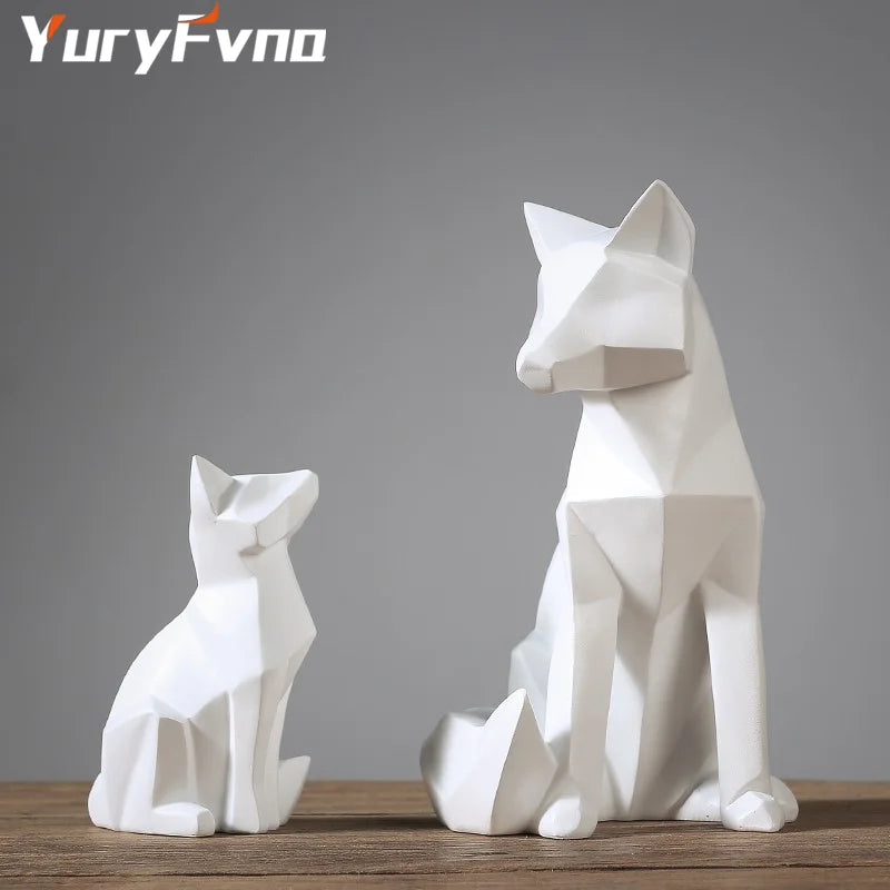 Geometric White Fox Sculpture