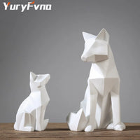 Geometric White Fox Sculpture