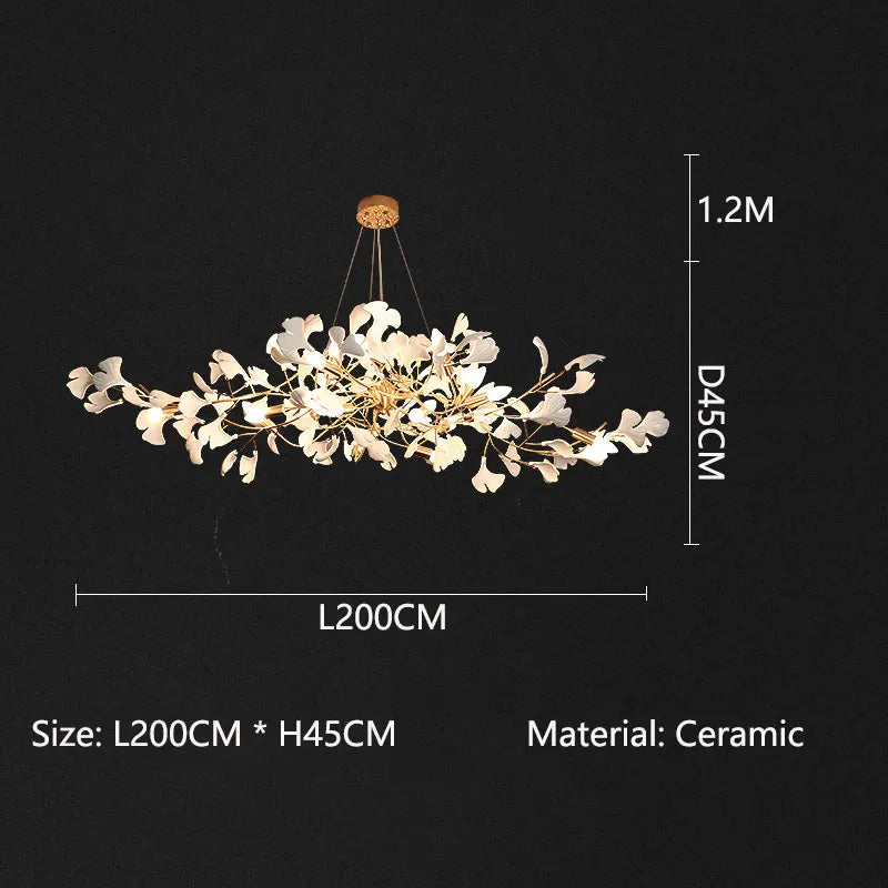 Ceramic Ginkgo Leaf Chandelier