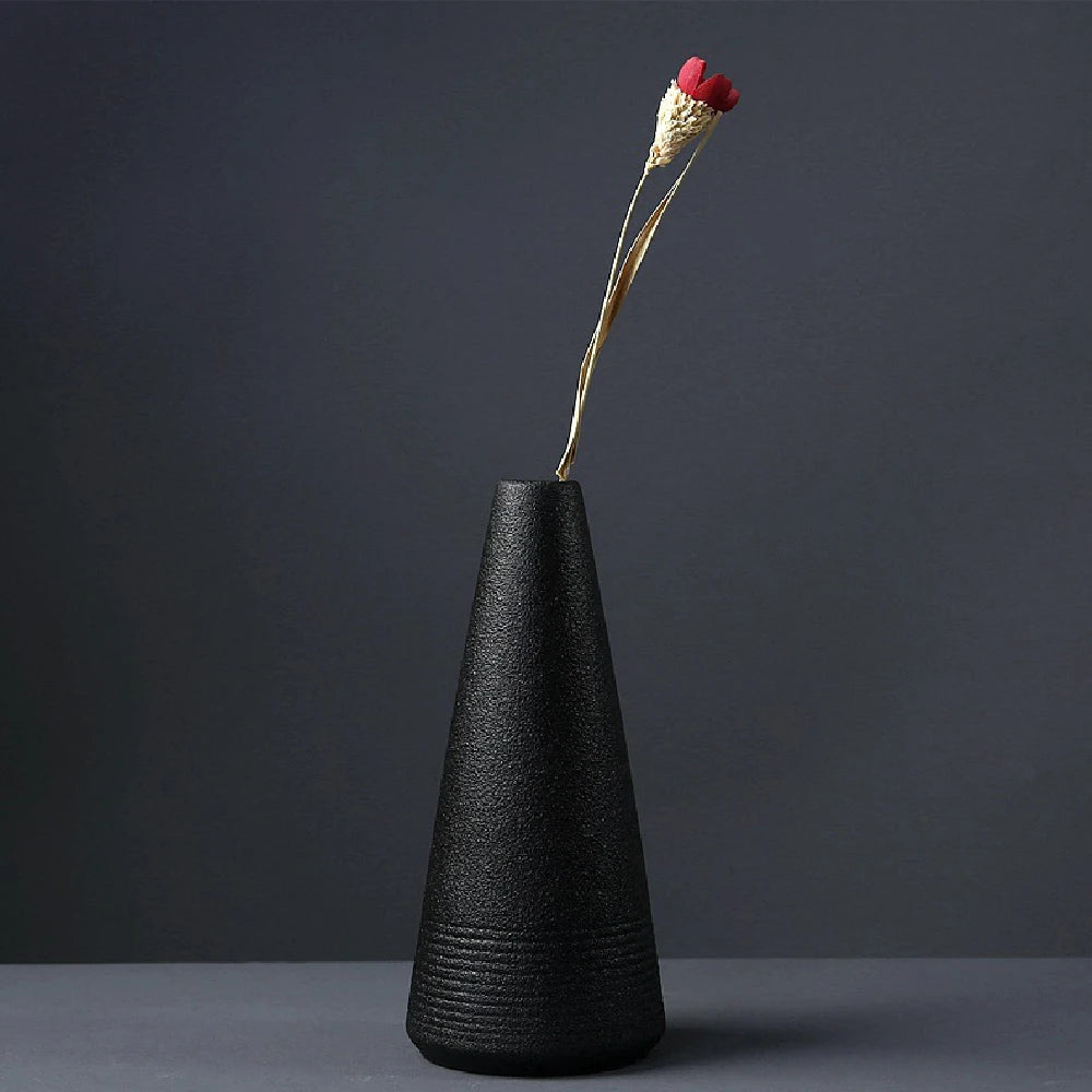 Japanese Black Ceramic Vase