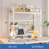 Bookcase With Grid Bookshelf Desktop Multi-layer Wrought Iron Shelf Student Computer Desk Table Hole Board Table Wooden Shelves