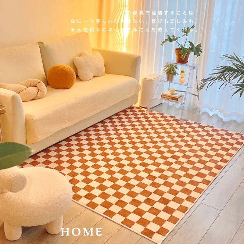 Retro Checkerboard Plush Rug