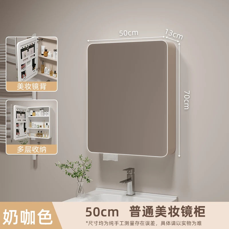 Corner Round Aluminium Mirror Cabinet – Wall Mounted Bathroom Storage