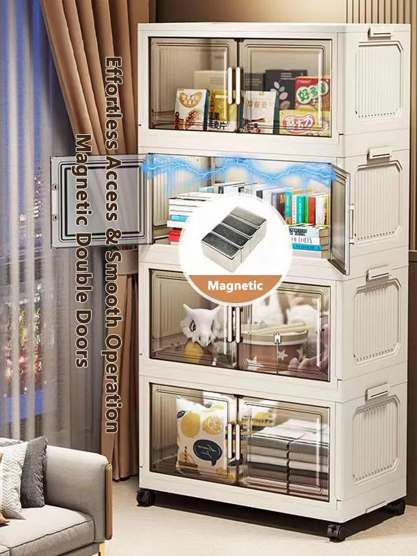 Large Capacity Multifunction Folding Storage Cabinet Dustproof Wardrobe Closet Organizer Easy-to-Install Storage Boxes