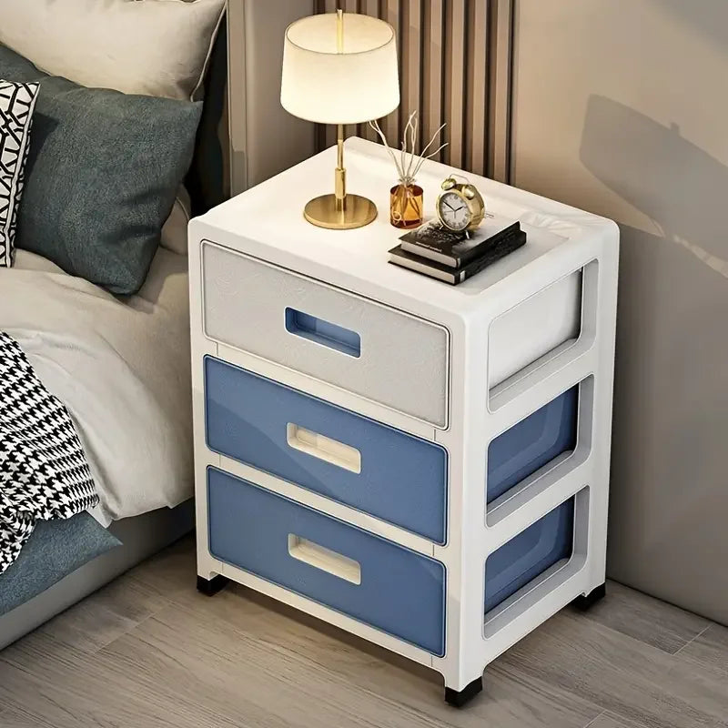 Modern Minimalist Style Bedside Table - a Portable Storage Rack That Saves Space, Equipped with 3 Drawers, Suitable for Bedrooms and Living Rooms. Simple Style, Suitable for Storing Clothes and Various Items in the Living Roo