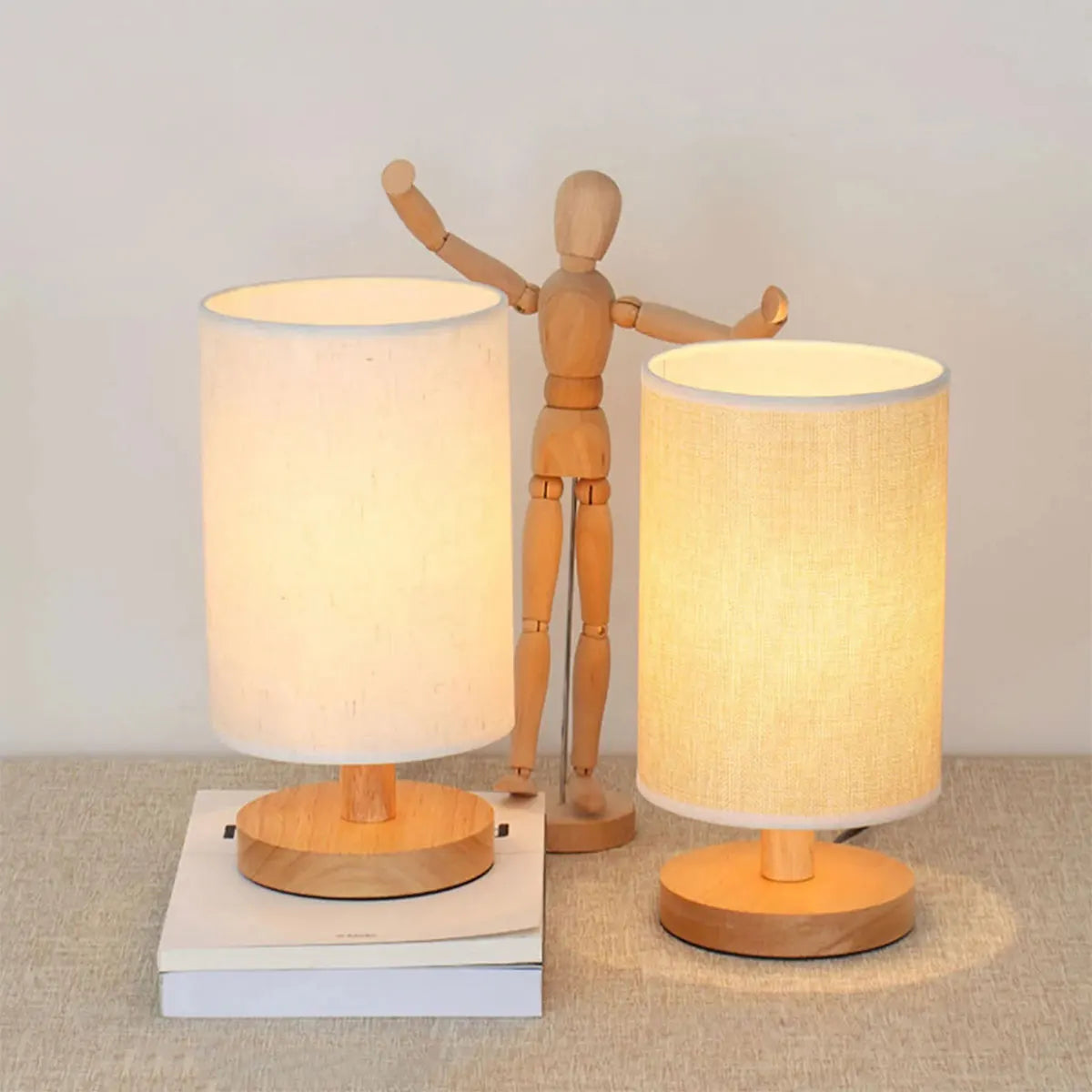 Wooden USB Bedside Lamp