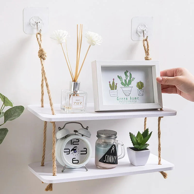 Hanging Tiered Wood Shelf