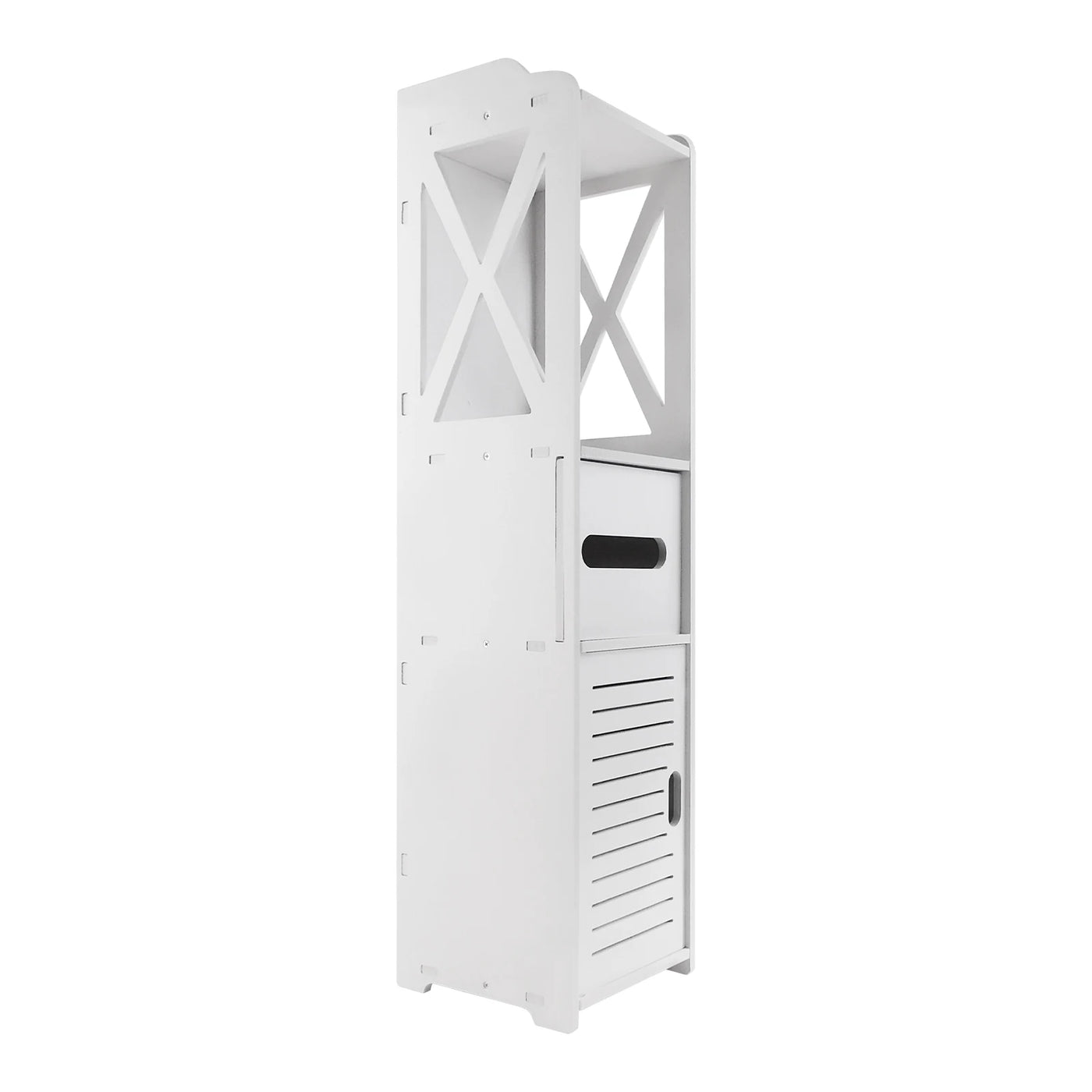 Bathroom Cabinet with Door, 80x20x12cm, Slim and Tall, PVC Material Waterproof, Easy to Install, Easy to Clean,