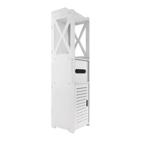Bathroom Cabinet with Door, 80x20x12cm, Slim and Tall, PVC Material Waterproof, Easy to Install, Easy to Clean,