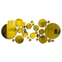 26pcs/Set 3D Round Mirror Wall Sticker Self-Adhesive Diy Decoration Bedroom Living Room Bathroom Background Decoration