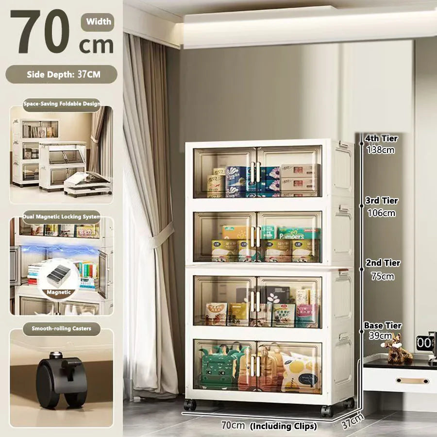 Large Capacity Multifunction Folding Storage Cabinet Dustproof Wardrobe Closet Organizer Easy-to-Install Storage Boxes