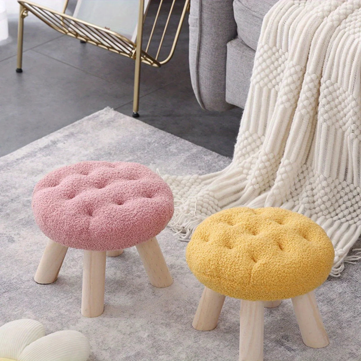 Flower Stool, Footstool, Shoe Changing Stool, Sofa, Coffee Table, Low Stool, Small Round Stool, Living Room, Bedroom