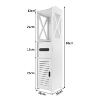 Bathroom Cabinet with Door, 80x20x12cm, Slim and Tall, PVC Material Waterproof, Easy to Install, Easy to Clean,