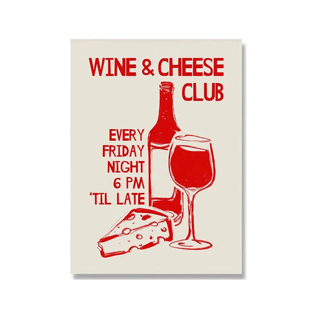 Wine Cheese Kitchen Canvas