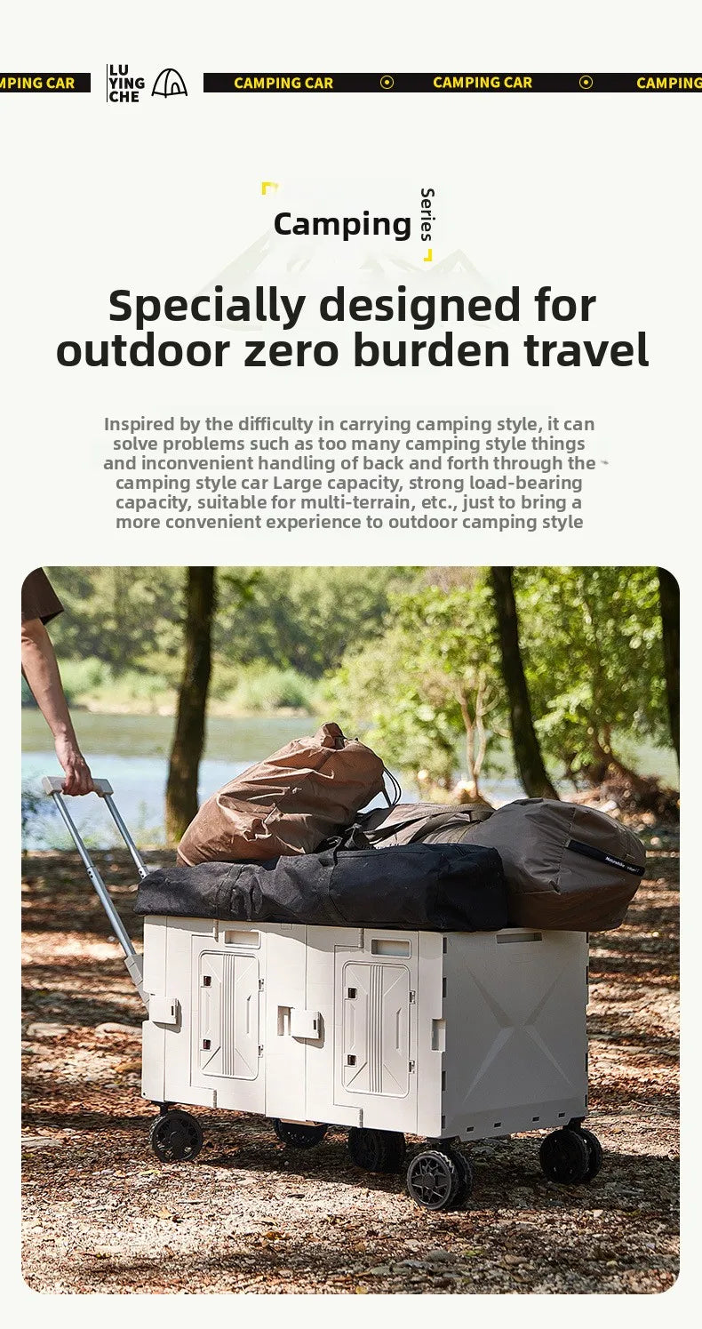 Outdoor camper trolley case picnic tools car foldable movable dining table multi-functional camp car