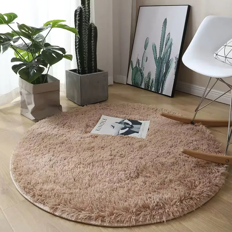Round Fluffy Bedroom Rug
