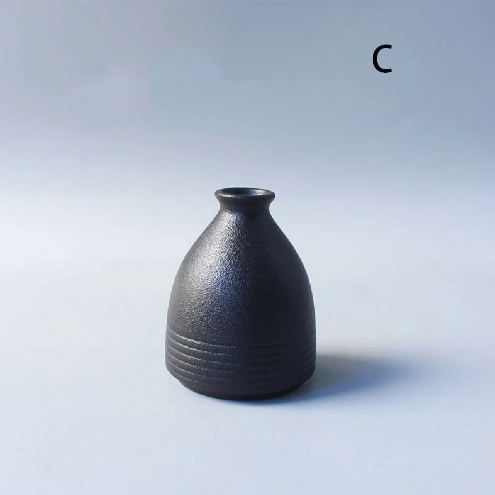 Japanese Black Ceramic Vase