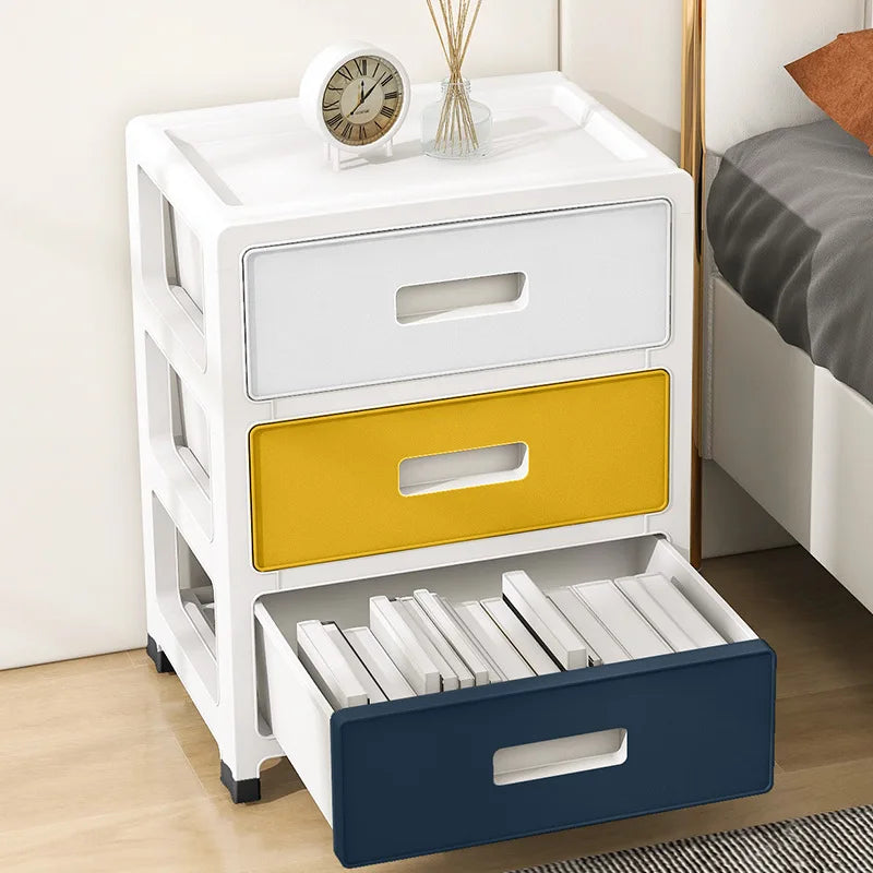Modern Minimalist Style Bedside Table - a Portable Storage Rack That Saves Space, Equipped with 3 Drawers, Suitable for Bedrooms and Living Rooms. Simple Style, Suitable for Storing Clothes and Various Items in the Living Roo